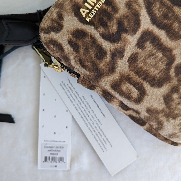 Aimee Kestenberg Phone Crossbody Leather Calf Hair Leopard Print Brown Black NWT - Picture 15 of 16
